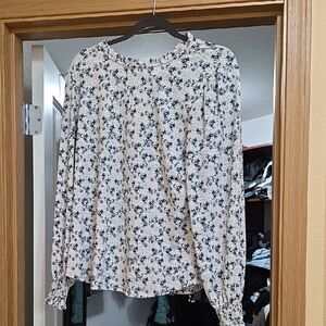 Adrianna Papell Blue Floral Blouse